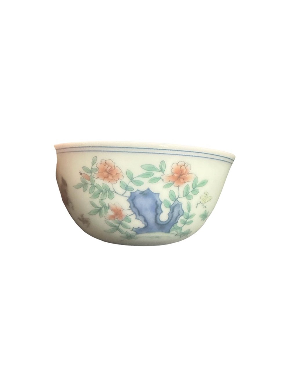Asian Porcelain Decorative Bowl Birds Floral Design w Box